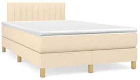 Letto a molle con materasso e led crema 120x190 cm in tessuto