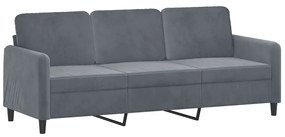 Set di divani 3 pz con cuscini grigio scuro in velluto