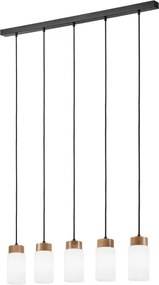 Lampadario a cavo MARKUS 5xE27/15W/230V nero/rovere