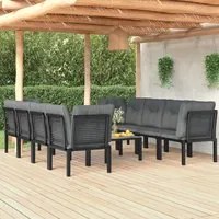 Set Salotto da Giardino 9 pz Nero e Grigio in Polyrattan 3187735