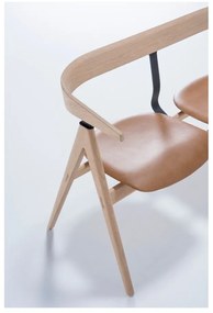 Panca in legno di quercia con seduta in pelle Ava - Gazzda