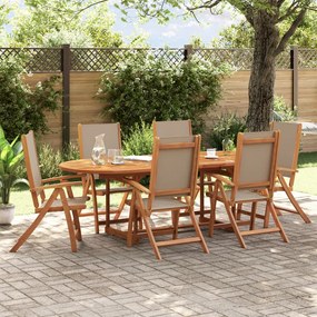 Set Pranzo Da Giardino 7pz Legno Massello Di Acacia E Textilene /