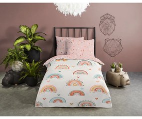 Set copripiumino e federa da bambini rosa/beige in cotone per letto singolo 140x200 cm Louie – Good Morning