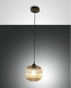 Lampadario Glamour Dock nero paralume ambrato E27 LA MIA LUCE