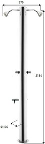 Doccia da Giardino Doppia 2 Temporizzatori e Lavapiedi ATI Docce MUL-2P Inox Anodizzato...