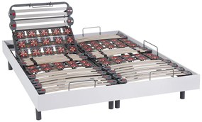 Letto relax elettrico doghe e sospensioni 2 x 80 x 200 cm materasso memory e bambù Bianco DAMYSOS di NATUREA con motori OKIN