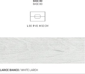 Mobile bagno sospeso 80 cm ARCO con due cassetti Larice Bianco