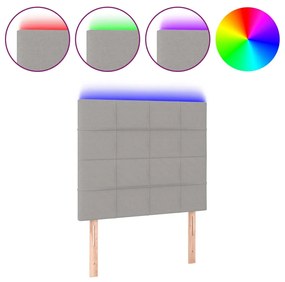 Testiera a led grigio chiaro 80x5x118/128 cm in tessuto