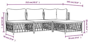 Set Salotto da Giardino 4 pz con Cuscini in Acciaio Antracite