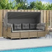 Set Divano da Giardino 5 pz con Cuscini Beige in Polyrattan 3261530