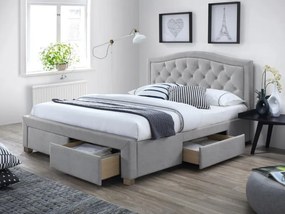 Letto Electra imbottito in grigio - 140 x 200 cm