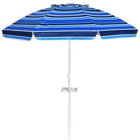 Costway Ombrellone 2,2m da spiaggia con protezione solare UPF50+ inclinato, Ombrellone portatile da esterno Blu