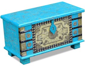 Baule Blu Legno Di Mango 80x40x45 Cm /