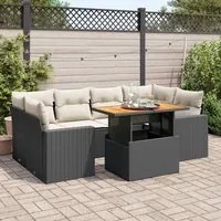 Set Divani da Giardino con Cuscini 7pz Nero Polyrattan 3327003