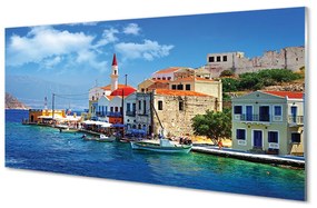 Quadro vetro acrilico Costa della Grecia del mare 100x50 cm
