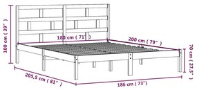 Giroletto Grigio 180x200 cm Super King in Legno Massello