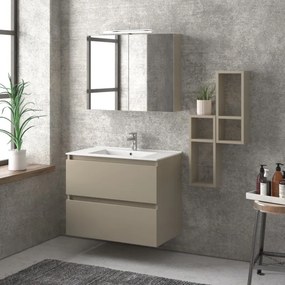 Mobile bagno sospeso 80cm con lavabo integrato e 2 cassetti TOD-80L - KAMALU