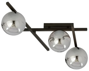 Lampadario da Soffitto in Acciaio e Vetro SMART 3 Nero 3xE14 Colore delle Sfere Grafite