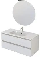 Mobile Bagno Sospeso 100 cm Lavabo e Specchio Bonussi Fenice Bianco Opaco