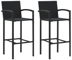 Sgabelli Da Bar 2 Pz Neri İn Polyrattan /