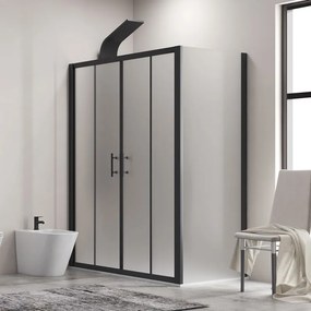 Box doccia 80x200 doppio scorrevole telaio nero vetro piumato | KFN6000SN - KAMALU