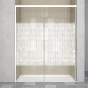 Porta doccia scorrevole L 138-139.5 cm x H 200 cm per nicchia in vetro smerigliato SP. 6 mm, profilo opaco bianco, serie Jazz