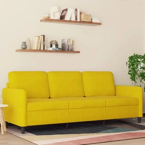 Divano A 3 Posti Giallo 180 Cm İn Velluto /