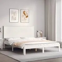 Giroletto con Testiera Bianco King Size in Legno Massello 3193667