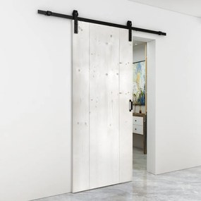 Porta scorrevole reversibile Barn bianco in inox bianco, L 86 x H 215 cm, con binario Country nero
