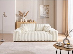 Divano color crema con rivestimento in velluto a coste 213 cm Justin – Ropez