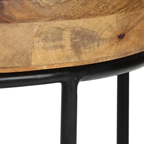 Tavolino da caffè legno massello di mango e acciaio 50x40 cm