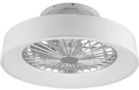 Faresund - Ventilatore e plafoniera LED 47 cm con bordo in tessuto bianco, telecomando, dimmer, timer, luce notturna ed effetto stelle. 3000-6500K / 3300Lm /26W