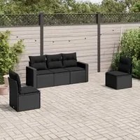 Set Divani da Giardino 5 pz con Cuscini in Polyrattan Nero 3251122