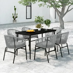 Set da pranzo da giardino 7 pz grigio