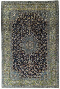 Kashan Tappeto 370x250 Blu (Iran) Annodato A Mano