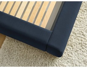 Letto matrimoniale imbottito blu scuro con contenitore a griglia 180x200 cm Jagna - Bobochic Paris