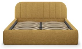 Letto matrimoniale imbottito color senape con contenitore con rete inclusa 200x200 cm Juno – Windsor &amp; Co Sofas