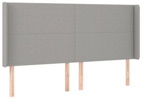 Testiera ad orecchio grigio chiaro 183x16x118/128 cm in tessuto