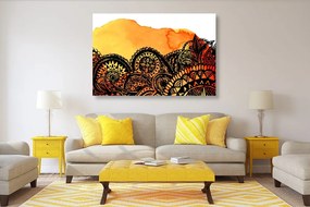 Quadro su tela – Mandala acquerello arancione