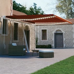 Tenda Da Sole Retrattile Manuale Led 450x300 Cm Arancio Marrone /
