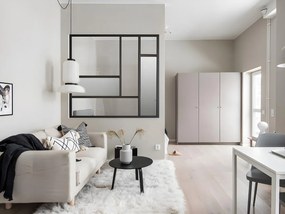 SALDI -  Vetrata atelier con specchi 150 x 130 cm in Alluminio termolaccato Nero Stile di design - ELEXIA