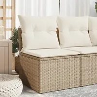 Divano Giardino Senza Braccioli con Cuscini Beige in Polyrattan 366050