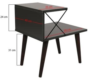 Comodino CROSS 55x50 cm antracite