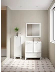 Mobile da bagno sotto lavabo VISOBATH Unike neve laccato opaco L 82.7 x H 85 x P 46 cm 1 cassetto 2 ante, lavabo posizionabile centralmente non incluso