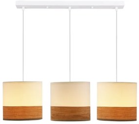 Lampadario a sospensione con filo BIANCO 3xE27/40W/230V bianco/marrone