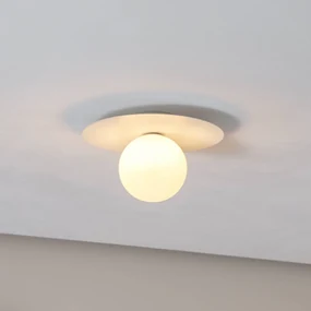 TK Lighting Plafoniera Pixie, bianco, vetro, Ø 25 cm, sfera, G9