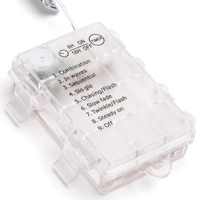 Aigostar -Catena LED natalizia da esterno 100xLED/8 funzioni 3xAA 10,3m IP44 bianco caldo