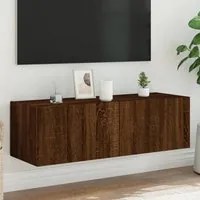 Mobile TV a Parete con Luci LED Rovere Marrone 100x35x31 cmcod mxl 134194