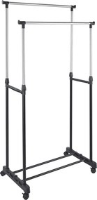 Stand Appendiabiti Doppio con Ruote Stender Regolabile in Altezza 80x40x160cm...