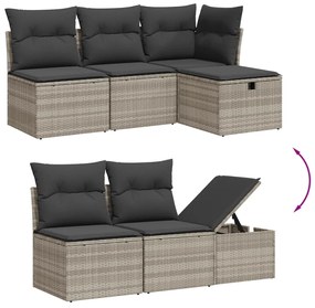 Set divani da giardino 7pz con cuscini grigio chiaro polyrattan